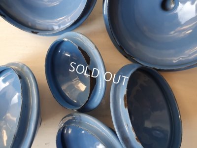 画像11: アンティークブルー格子柄キャニスター6P