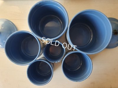 画像12: アンティークブルー格子柄キャニスター6P