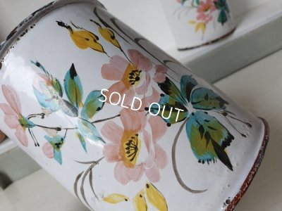 画像4: アンティークホーロー手描きキャニスター2P