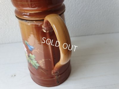 画像8: アンティークホーロー手描きパンジー柄コーヒーポット
