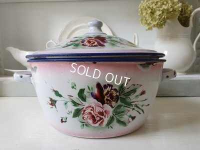 画像6: Japyピンクぼかしローズとパンジー柄キャセロール