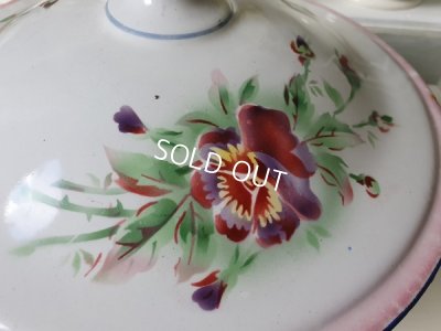 画像10: Japyピンクぼかしローズとパンジー柄キャセロール