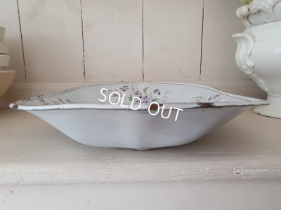 画像14: アンティークホーローすみれ柄トレイ