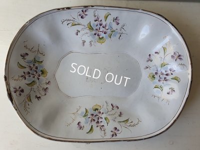 画像5: アンティークホーローすみれ柄トレイ