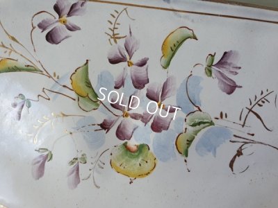 画像4: アンティークホーローすみれ柄トレイ