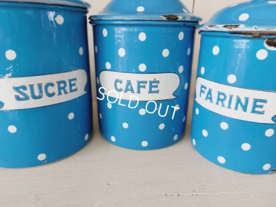 画像7: アンティークホーロートッド柄キャニスター6P