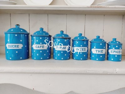 画像2: アンティークホーロートッド柄キャニスター6P