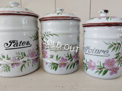 画像6: アンティークホーロー花柄キャニスター