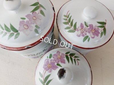 画像12: アンティークホーロー花柄キャニスター