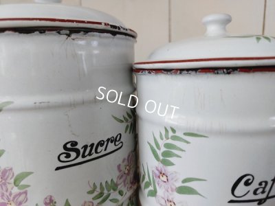 画像13: アンティークホーロー花柄キャニスター