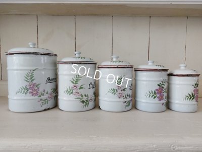 画像3: アンティークホーロー花柄キャニスター