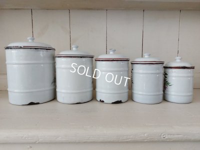 画像4: アンティークホーロー花柄キャニスター