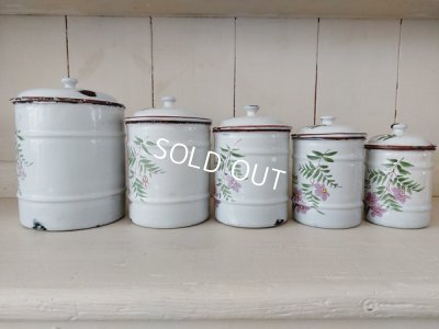 画像5: アンティークホーロー花柄キャニスター