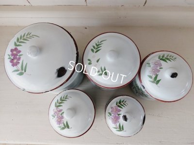 画像8: アンティークホーロー花柄キャニスター