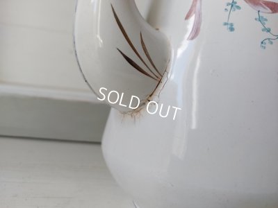 画像16: アンティークホーローリボンとローズ柄ポット