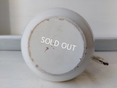 画像14: アンティークホーローリボンとローズ柄ポット