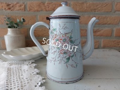 画像4: アンティークホーロー花柄コーヒーポット