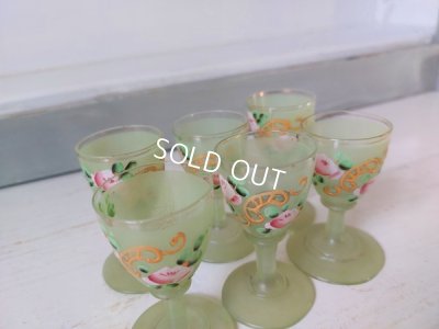 画像14: アンティークつばめとローズ柄リキュールボトルセット