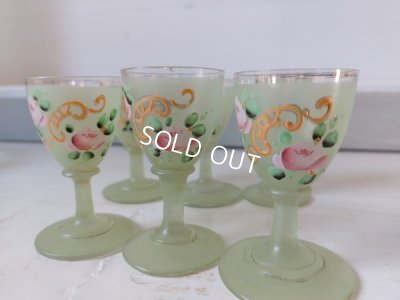 画像15: アンティークつばめとローズ柄リキュールボトルセット