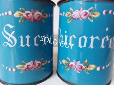 画像14: アンティーク手描きローズ柄キャニスター