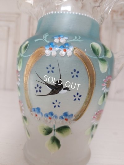 画像8: アンティークガラスつばめ柄ピッチャー