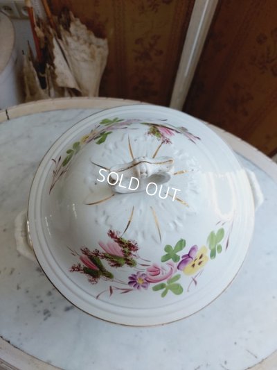 画像7: アンティークマリエローズとパンジー柄陶器スーピエール