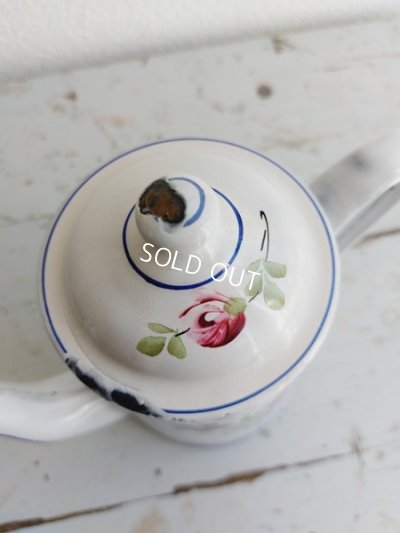 画像4: アンティーク手描き花柄コーヒーポット