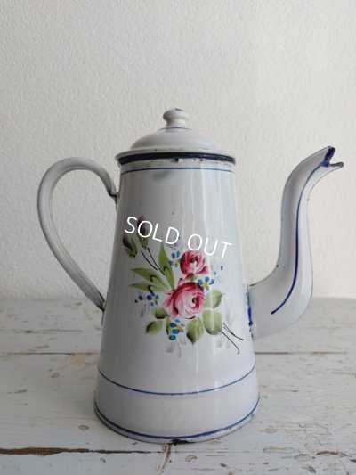 画像9: アンティーク手描き花柄コーヒーポット