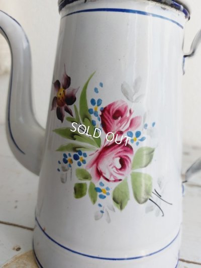 画像2: アンティーク手描き花柄コーヒーポット