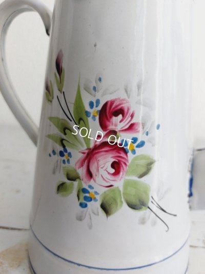 画像3: アンティーク手描き花柄コーヒーポット