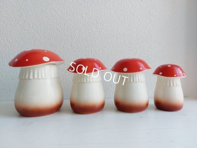 画像23: 陶器製きのこキャニスター4P