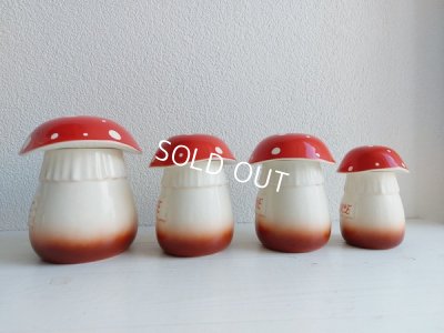 画像24: 陶器製きのこキャニスター4P