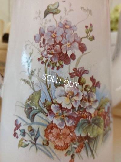 画像7: アンティークホーローピンク花柄コーヒーポット