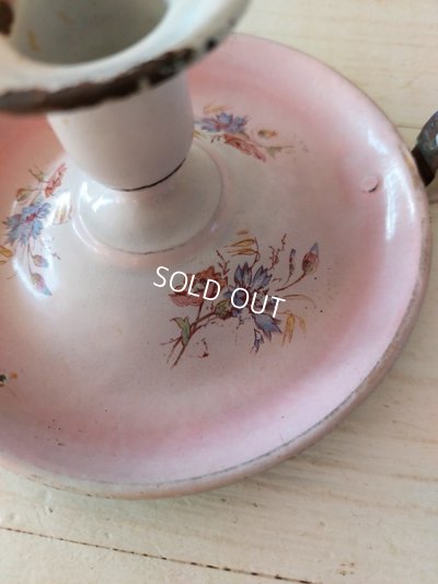 画像20: アンティークホーローピンク花柄コーヒーポット