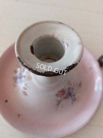 画像23: アンティークホーローピンク花柄コーヒーポット