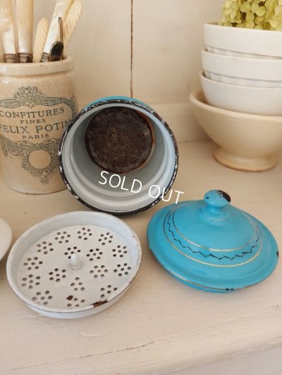 画像9: アンティークホーロー手描き朝顔柄ポット