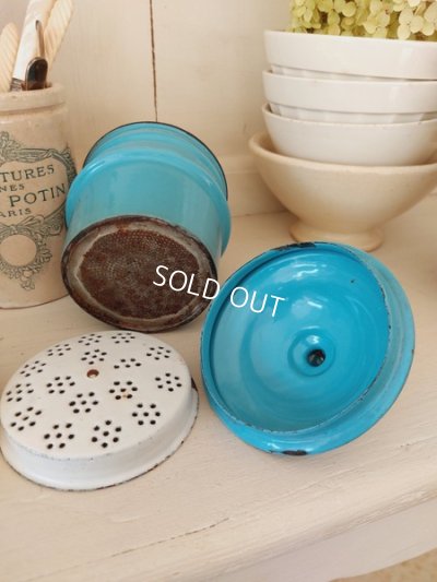 画像10: アンティークホーロー手描き朝顔柄ポット