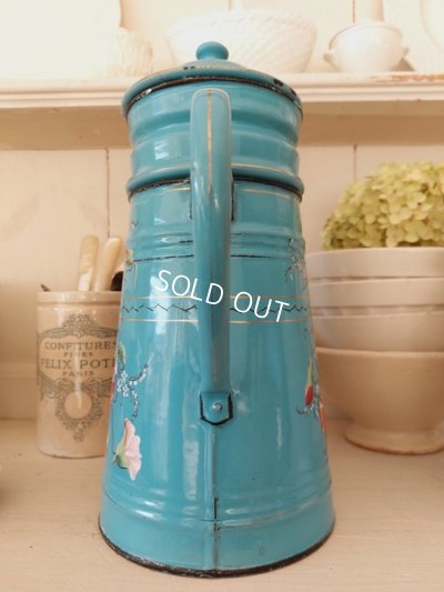 画像4: アンティークホーロー手描き朝顔柄ポット