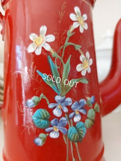 画像3: エトワール社赤すみれ柄ポット　