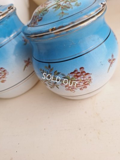 画像9: アンティークブルーキャニスター3個セット