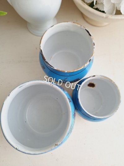 画像13: アンティークブルーキャニスター3個セット