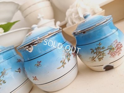 画像18: アンティークブルーキャニスター3個セット