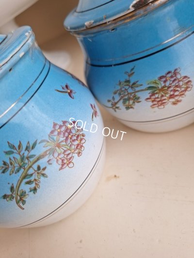 画像7: アンティークブルーキャニスター3個セット