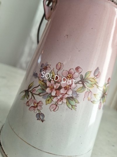 画像2: ホーローピンク花柄ミルクキャリー