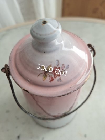 画像3: ホーローピンク花柄ミルクキャリー