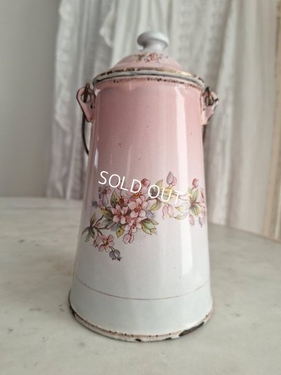 画像6: ホーローピンク花柄ミルクキャリー