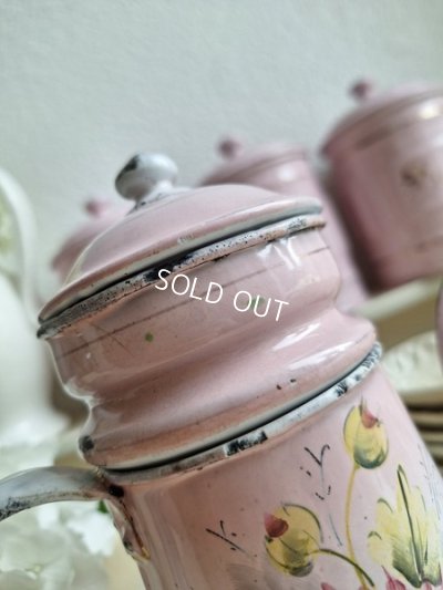 画像8: ホーローピンク花柄コーヒーポット