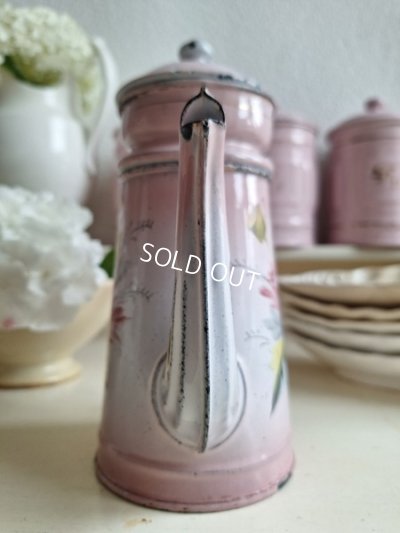 画像7: ホーローピンク花柄コーヒーポット