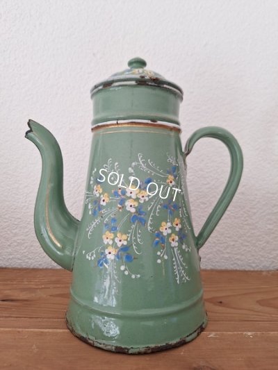 画像2: アンティークエナメル手描きコーヒーポット