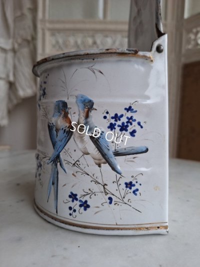 画像7: アンティークホーロー小鳥柄セル缶